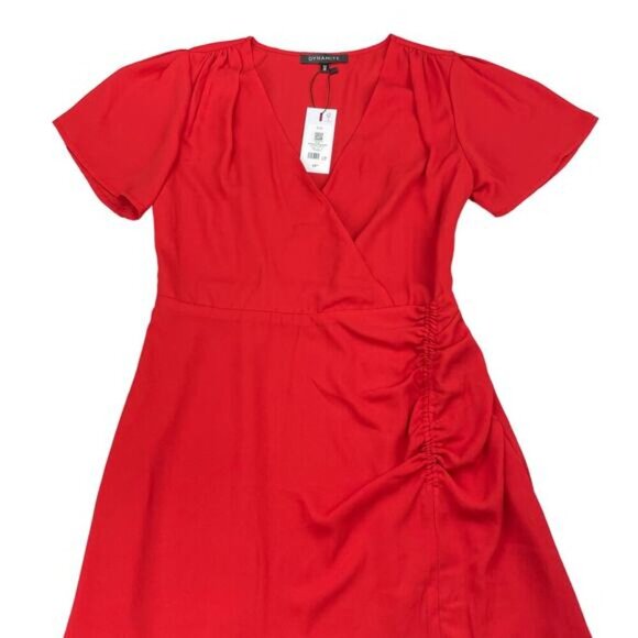 NWT DYNAMITE Wrap Front Mini A-Line Dress Sz Small Red - Picture 4 of 7